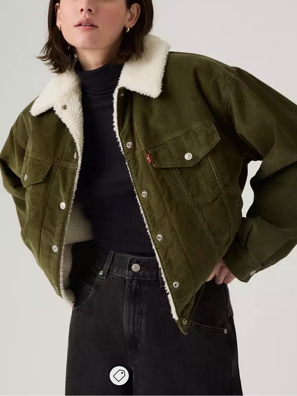 Levi's Olive Corduroy 90s Sherpa Trucker Jacket NWT